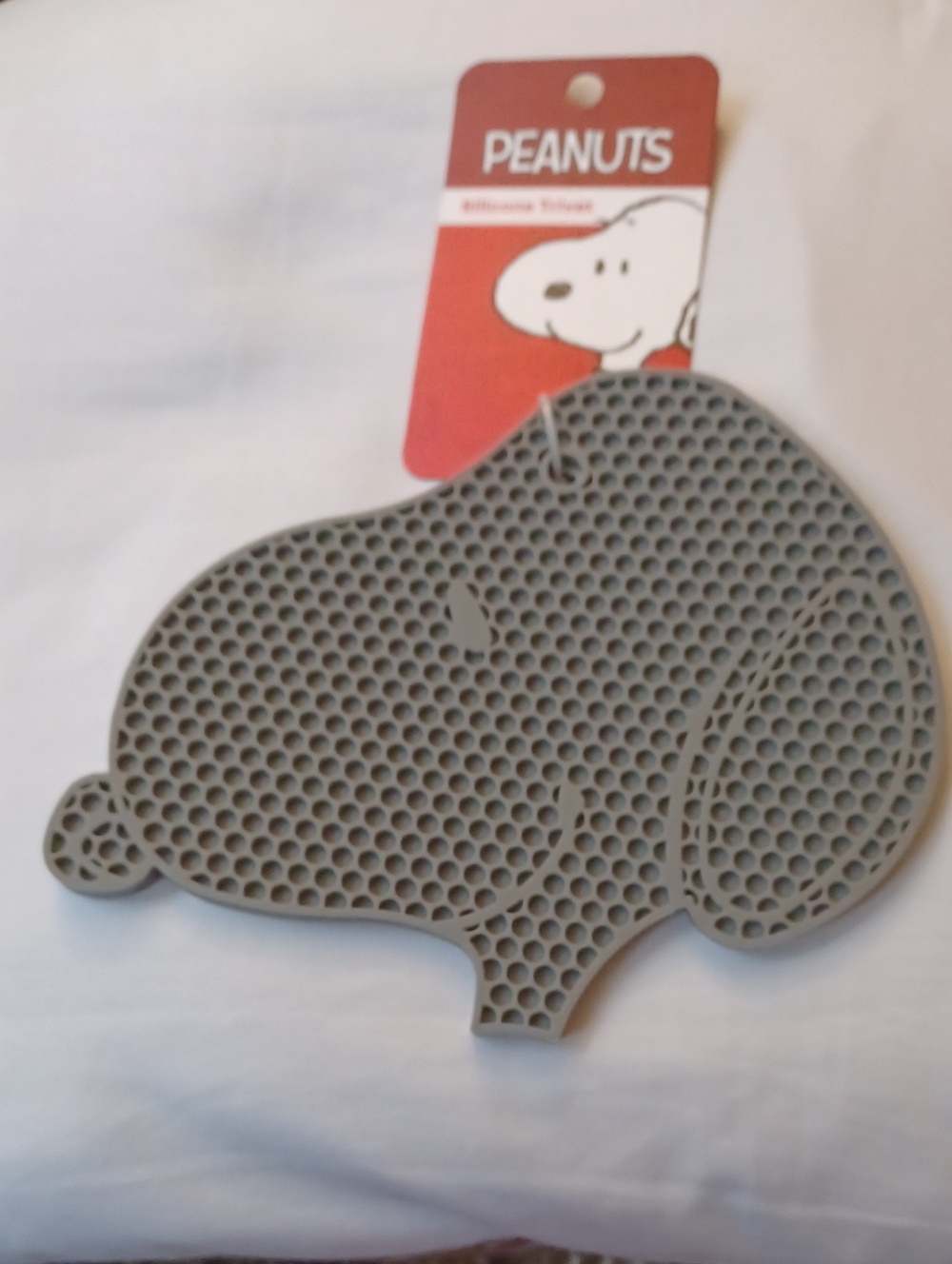 4/$40 New Peanuts Silicone Trivet in Gray - Snoopy Shape